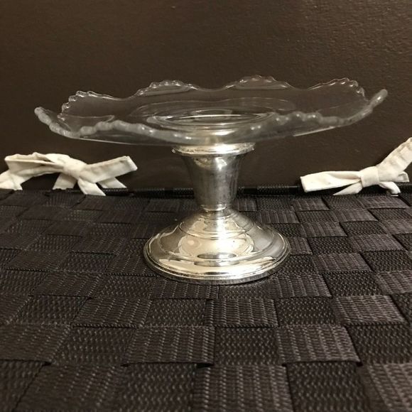 Sterling Glass Candy Dish Frank M Whiting 925 - Picture 3 of 6